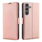 For Samsung Galaxy S25 5G Ultra-thin Voltage Side Buckle Horizontal Flip Leather Phone Case(Rose Gold)
