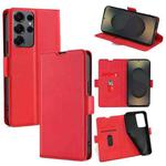 For Samsung Galaxy S25 Ultra 5G Ultra-thin Voltage Side Buckle Horizontal Flip Leather Phone Case(Red)