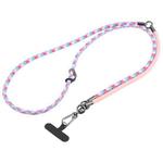 8mm 3 in 1 Anti-lost Strap Phone Crossbody Splicing Lanyard(Pink Blue Rose)