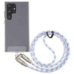 Type-C to Type-C Silicone Data Charging Cable Crossbody Phone Long Lanyard(Green Purple White)