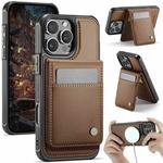 For iPhone 16 Pro JEEHOOD J06 British Style RFID MagSafe Card Bag PU Phone Case(Brown)