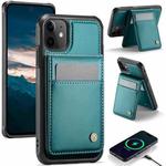 For iPhone 11 JEEHOOD J06 British Style RFID MagSafe Card Bag PU Phone Case(Green)