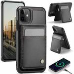 For iPhone 11 JEEHOOD J06 British Style RFID MagSafe Card Bag PU Phone Case(Black)