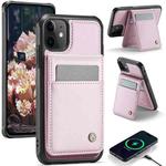 For iPhone 11 JEEHOOD J06 British Style RFID MagSafe Card Bag PU Phone Case(Pink)