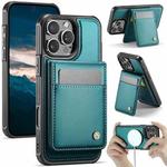 For iPhone 15 Pro Max JEEHOOD J06 British Style RFID MagSafe Card Bag PU Phone Case(Green)