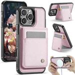 For iPhone 15 Pro Max JEEHOOD J06 British Style RFID MagSafe Card Bag PU Phone Case(Pink)