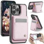 For iPhone 14 Pro Max JEEHOOD J06 British Style RFID MagSafe Card Bag PU Phone Case(Pink)