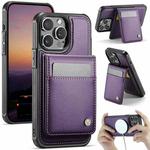 For iPhone 14 Pro JEEHOOD J06 British Style RFID MagSafe Card Bag PU Phone Case(Purple)