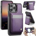For iPhone 13 Pro JEEHOOD J06 British Style RFID MagSafe Card Bag PU Phone Case(Purple)