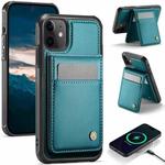 For iPhone 12 / 12 Pro JEEHOOD J06 British Style RFID MagSafe Card Bag PU Phone Case(Green)