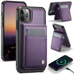 For iPhone 11 Pro Max JEEHOOD J06 British Style RFID MagSafe Card Bag PU Phone Case(Purple)