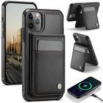 For iPhone 11 Pro Max JEEHOOD J06 British Style RFID MagSafe Card Bag PU Phone Case(Black)
