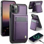 For iPhone 11 Pro JEEHOOD J06 British Style RFID MagSafe Card Bag PU Phone Case(Purple)