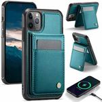 For iPhone 11 Pro JEEHOOD J06 British Style RFID MagSafe Card Bag PU Phone Case(Green)