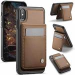 For iPhone X / XS JEEHOOD J06 British Style RFID MagSafe Card Bag PU Phone Case(Brown)