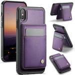 For iPhone XS Max JEEHOOD J06 British Style RFID MagSafe Card Bag PU Phone Case(Purple)