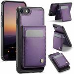 For iPhone SE 2022 / SE 2020 / 8 JEEHOOD J06 British Style RFID MagSafe Card Bag PU Phone Case(Purple)