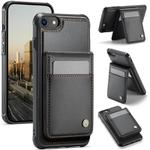 For iPhone SE 2022 / SE 2020 / 8 JEEHOOD J06 British Style RFID MagSafe Card Bag PU Phone Case(Black)