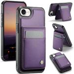 For iPhone 16e JEEHOOD J06 British Style RFID MagSafe Card Bag PU Phone Case(Purple)