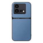 For vivo iQOO Neo8 / iQOO Neo8 Pro Litchi Leather Magnetic Full Coverage Shockproof Phone Case(Blue)