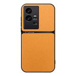 For vivo iQOO 11 Pro Litchi Leather Magnetic Full Coverage Shockproof Phone Case(Yellow)