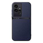 For vivo iQOO 11 Litchi Leather Magnetic Full Coverage Shockproof Phone Case(Navy Blue)