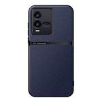 For vivo iQOO 10 Litchi Leather Magnetic Full Coverage Shockproof Phone Case(Navy Blue)