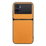 For vivo iQOO 9 Pro Litchi Leather Magnetic Full Coverage Shockproof Phone Case(Yellow)