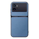 For vivo iQOO 9 Pro Litchi Leather Magnetic Full Coverage Shockproof Phone Case(Blue)