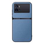 For vivo iQOO 9 Litchi Leather Magnetic Full Coverage Shockproof Phone Case(Blue)