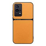 For vivo iQOO 8 Pro Litchi Leather Magnetic Full Coverage Shockproof Phone Case(Yellow)