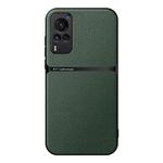 For vivo X60 Litchi Leather Magnetic Full Coverage Shockproof Phone Case(Green)