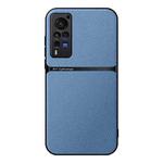 For vivo X60 Pro Litchi Leather Magnetic Full Coverage Shockproof Phone Case(Blue)