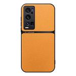 For vivo X60 Pro+ Litchi Leather Magnetic Full Coverage Shockproof Phone Case(Yellow)