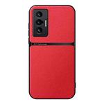 For vivo X70 Litchi Leather Magnetic Full Coverage Shockproof Phone Case(Red)