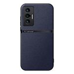 For vivo X70 Litchi Leather Magnetic Full Coverage Shockproof Phone Case(Navy Blue)