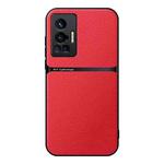 For vivo X70 Pro Litchi Leather Magnetic Full Coverage Shockproof Phone Case(Red)