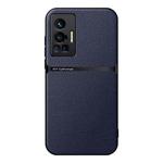 For vivo X70 Pro Litchi Leather Magnetic Full Coverage Shockproof Phone Case(Navy Blue)