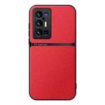 For vivo X70 Pro+ Litchi Leather Magnetic Full Coverage Shockproof Phone Case(Red)