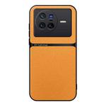 For vivo X80 Litchi Leather Magnetic Full Coverage Shockproof Phone Case(Yellow)