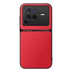 For vivo X80 Pro Litchi Leather Magnetic Full Coverage Shockproof Phone Case(Red)