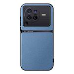 For vivo X80 Pro Litchi Leather Magnetic Full Coverage Shockproof Phone Case(Blue)