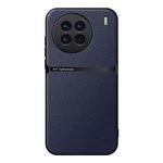 For vivo X90 Litchi Leather Magnetic Full Coverage Shockproof Phone Case(Navy Blue)