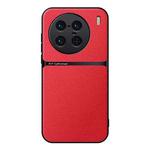 For vivo X90 Pro+ Litchi Leather Magnetic Full Coverage Shockproof Phone Case(Red)