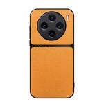 For vivo X100 Litchi Leather Magnetic Full Coverage Shockproof Phone Case(Yellow)