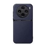 For vivo X100 Litchi Leather Magnetic Full Coverage Shockproof Phone Case(Navy Blue)