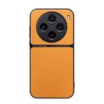 For vivo X100 Pro Litchi Leather Magnetic Full Coverage Shockproof Phone Case(Yellow)