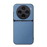 For vivo X100 Pro Litchi Leather Magnetic Full Coverage Shockproof Phone Case(Blue)