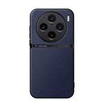 For vivo X100 Pro Litchi Leather Magnetic Full Coverage Shockproof Phone Case(Navy Blue)