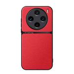 For vivo X100s Litchi Leather Magnetic Full Coverage Shockproof Phone Case(Red)